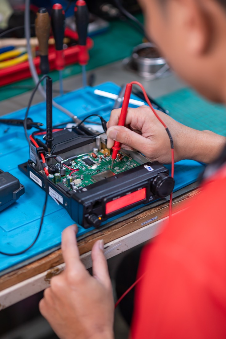 Quality-control testing of a two-way radio circuit board